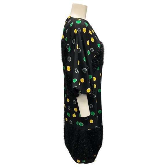 Undercover Black / Yellow / Green Printed Lurex Detail Silk Dress - Picture 2 of 4
